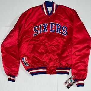 New Vintage 90s Philadelphia 76ers Sixers Starter Jacket Bomber Red